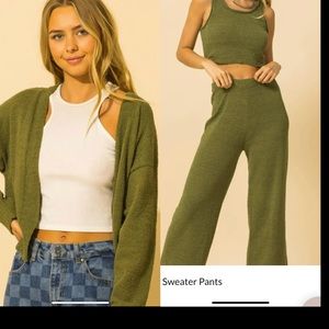 SOLD OUT!! New** Double Zero 3 Piece Sweater Lounging Set in Olive